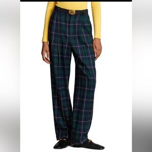 Polo Ralph Lauren Plaid Wool Twill Pleated Wide Leg Pants size 6 NWT NEW